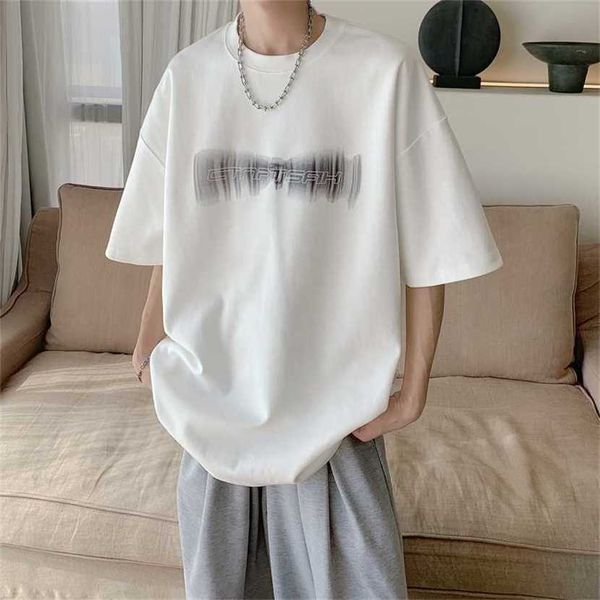 

24% off letter short sleeved men's summer american street trendy t-shirt design sense niche trend handsome top, White;black