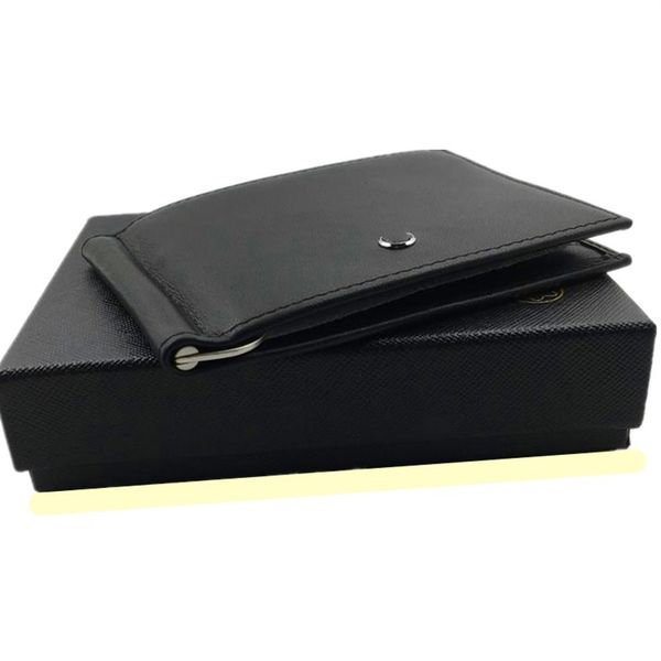 

classic black genuine leather bifold male purse billfold wallet money clip men clamp for money case luxury credit card holder pouc296o, Brown;gray