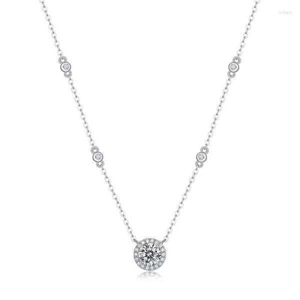 

pendant necklaces trendy 925 sterling silver 1ct d color vvs1 moissanite clavicle necklace women jewelry plated white gold diamond205v