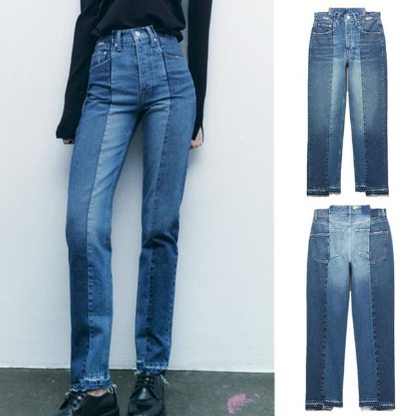 

women's jeans cos lris spring women's casual asymmetrical decorative denim fabric midrise straight ankle jeans 9863058 230422, Blue