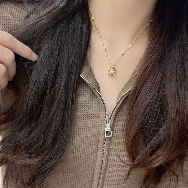 

luxury fashion women designer necklace choker chain crystal 18k gold plated stainless steel letter pendants necklaces statement we218k, Silver