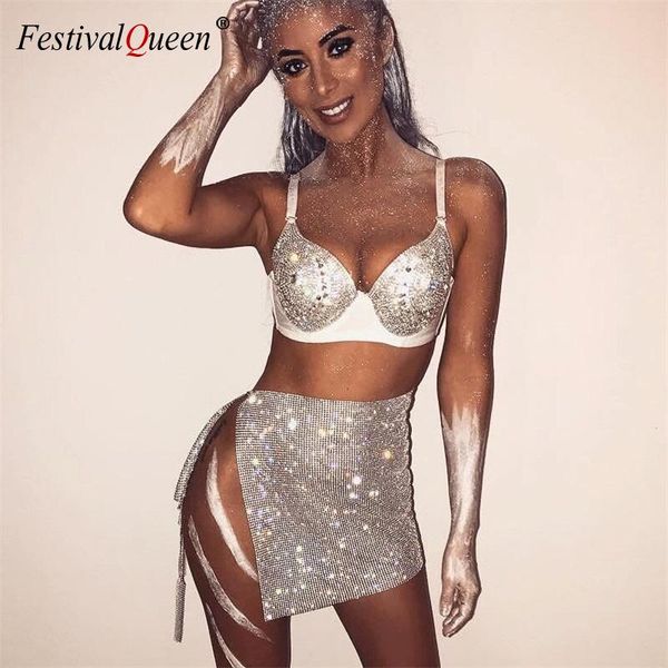 

dresses women shining rhinestone metal chain skirt club female see through luxury bling nightclub wear party mini skirts, Black;gray