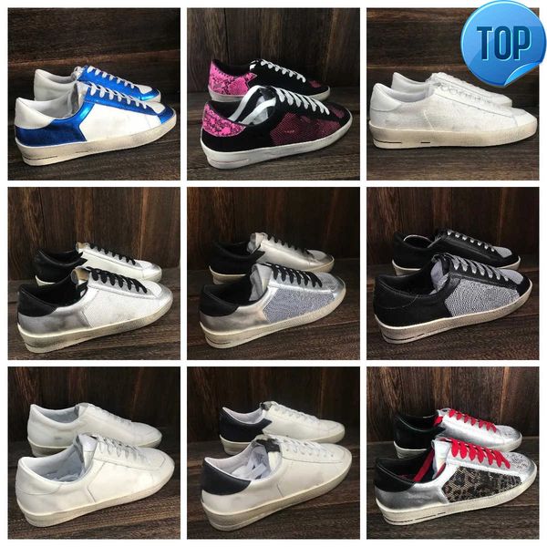 

new release italy brand women sneakers fashion stardan casual shoes sequin classic white do-old dirty shoe designer superstar tennis, Black