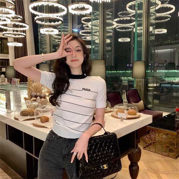 

24% off family summer new fashion shoulder rhinestone button decoration temperament gentle versatile knitted short sleeves, White;black