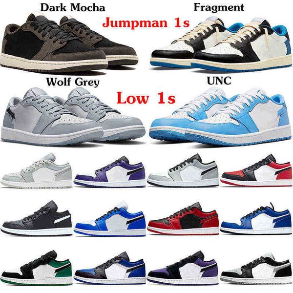 

jumpman 1 1s low men basketball shoes triple white camo fragment unc wolf grey pine green court purple toe shadow mens women trainers sports