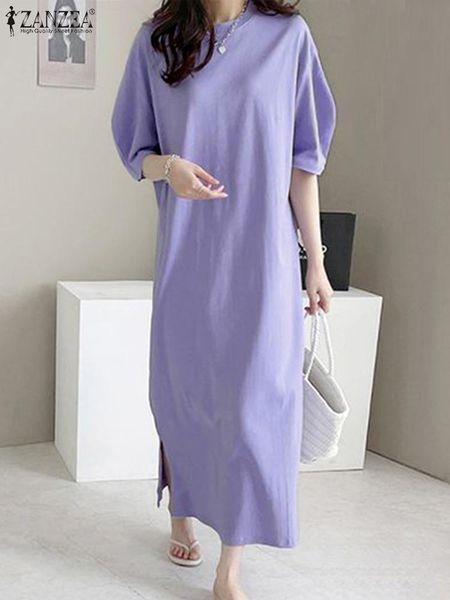 

dresses zanzea fashion office ol dress summer lantern sleeve o neck sundress woman casual loose maxi robe vintage street vestidos 2023, Black;gray