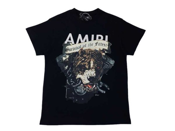 

designer clothing tees tshirt amiiri black bitdog head print high street style short sleeve t-shirt luxury streetwear for sale hip hop casua, White;black