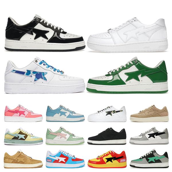 

bapestas casual shoes stas sk8 low bapesta men women grey black white camo blue green pink suede beige leather mens womens trainers outdoor