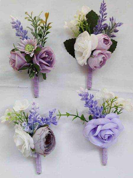

other fashion accessories purple boutonniere wedding accessories buttonhole men bride bridesmaid lavender artificial flowers prom corsage ta, Silver