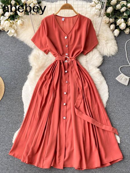 

dresses summer vacation chiffon dresses for women 2022 pleated long dress solid color temperament vneck maxi bohemia dress robe femme, Black;gray