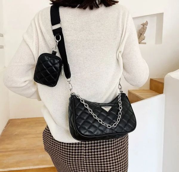 

multi pochette 3 piece set accessoires designer bags wallet shoulder cross body messenger handbag women flower 3pcs black purple crossbody, Black;red