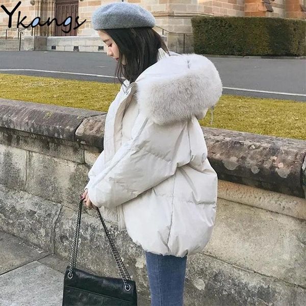 

leather winter harajuku hooded loose zipper jacket women thicken warm long sleeve fashion parka solid oversize korean solid coats female, Black