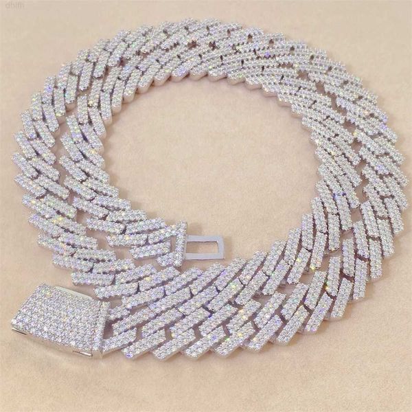 

iced out bling diamond hip hop miami wholesale cuban link chain jewelry moissanite cuban chain, Silver