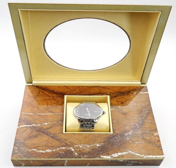 

luxury creative square brown irreguare lid men039s wristwatch window boxes holder display window box for single watcheswholesa7897704, Black;blue