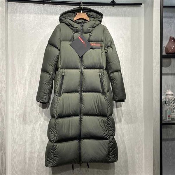 

22% off family's three corner standard white goose thick hooded women's down winter new long bread jacket, Black