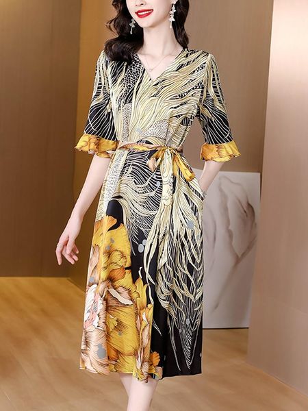 

dresses summer short sleeve print silk satin midi dress women elegant luxury festival prom dress 2023 korean vintage bodycon party dress, Black;gray