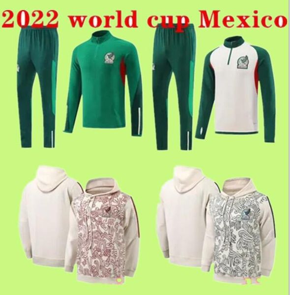 

22 2023 mexico tracksuit training suit football tracksuits men kit set half zipper sportswear soccer jerseys mexico hoodie bb, Black