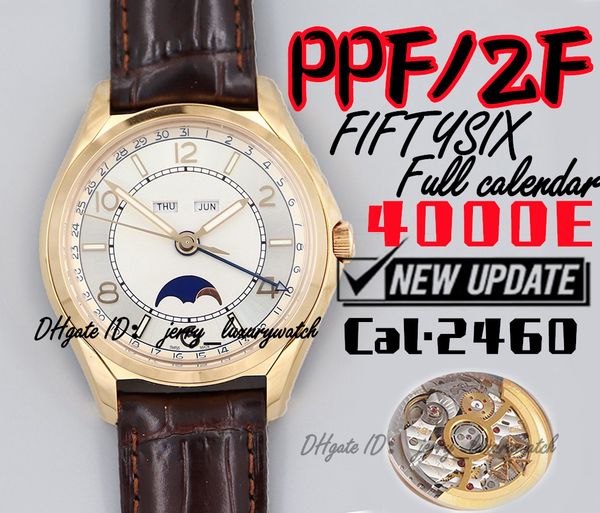 

zf luxury men's watch 4000e fiftysix full calendar moon phases, 40* 11.6mm cal.2460 automatic chain up movement, 40 hours power reserve, Slivery;brown