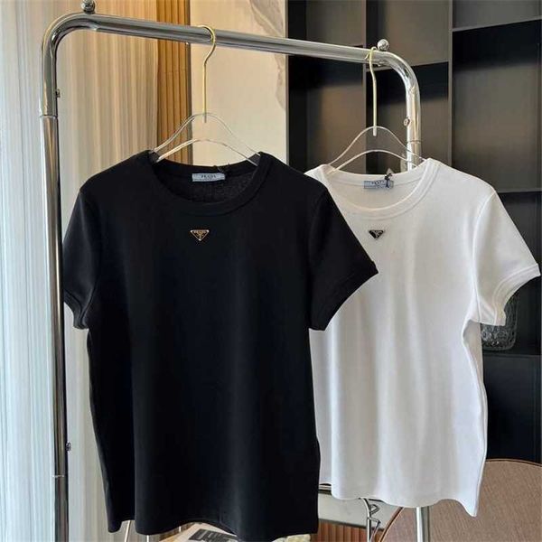 

20% off family early spring new triangle round neck versatile short sleeve t-shirt simple fit casual classic women's style, White