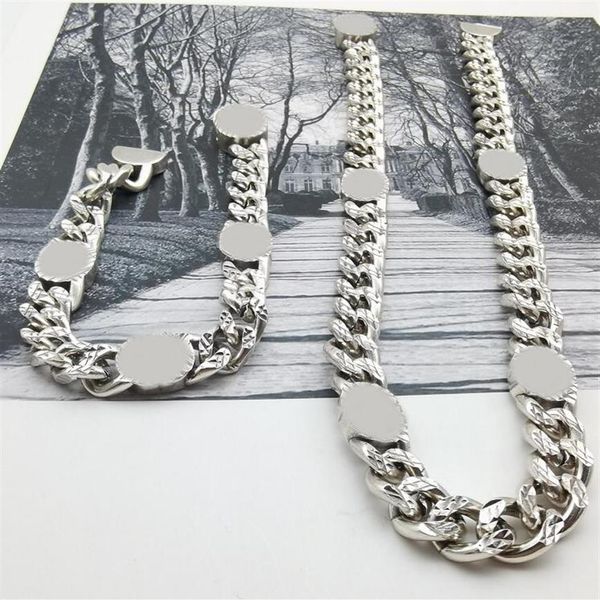 

fashion thick chain necklaces letter women cuban choker necklace punk vintage men womens couples jewelry acces2739, Silver