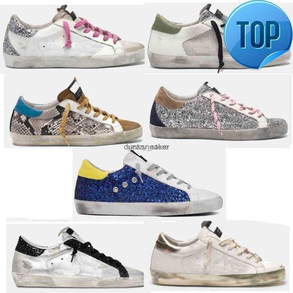 

goldenss gooses italy brand designers sneakers shoes sneakers casual shoes dirty shoe super star classic do-old snake skin heel sue cr, Black