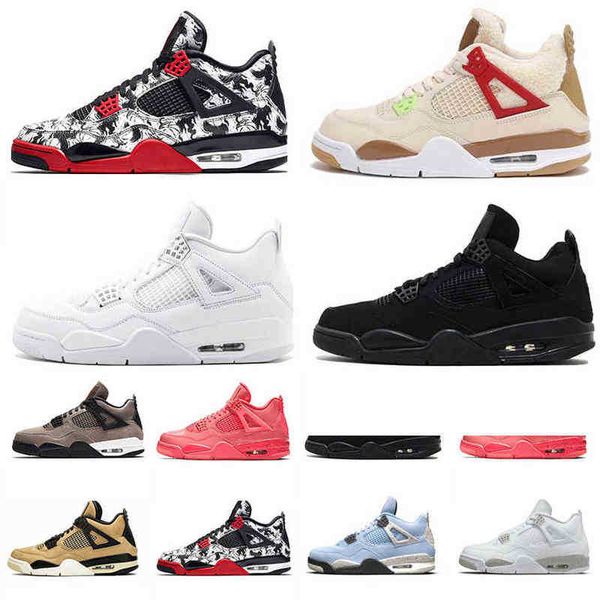 

sandals with box jumpman 4 4s mens women basketball shoes flint pure money red white thunder sail black gum lightning wild things university
