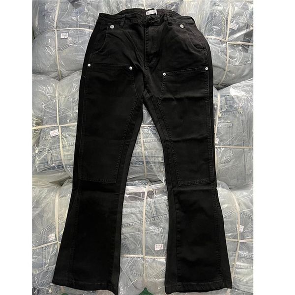 

denim pants black high street washed men's and women's flare pants282m, Black;brown