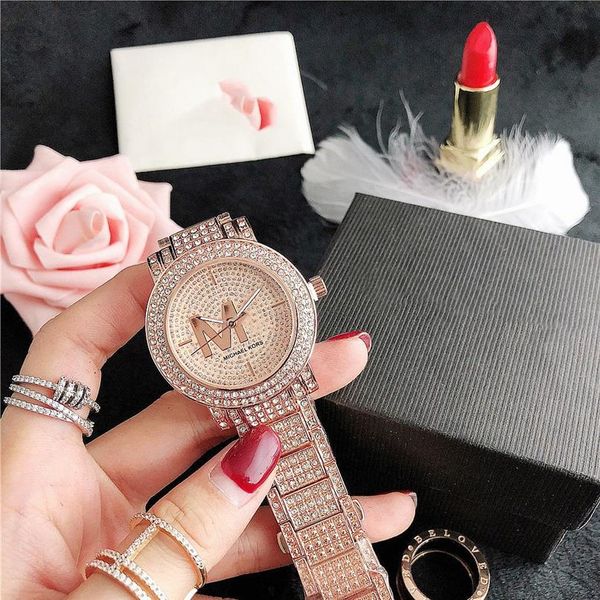 

uppercase letter gold watch women watches 38mm fashion dress datejust diamond 3 color dial stainless steel strap quartz movement310n, Slivery;golden