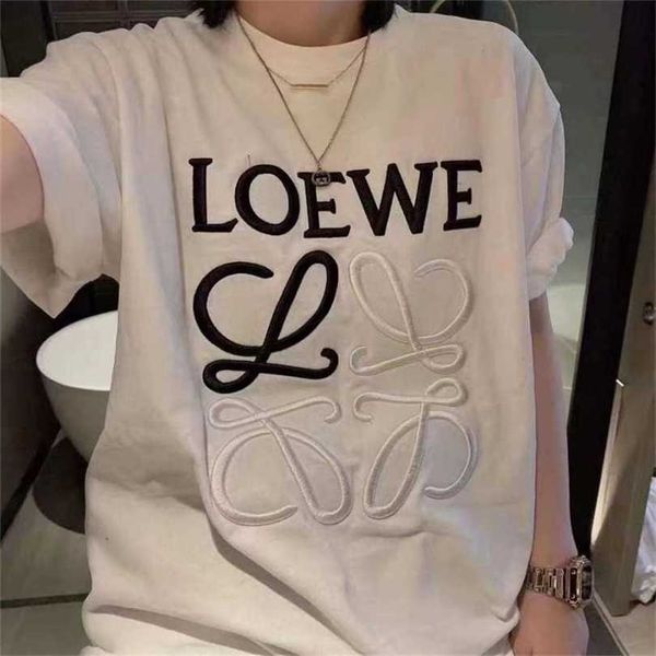 

22% off spring/summer new loose cotton embroidery letter white t-shirt women's regular classic hong kong style short sleeve