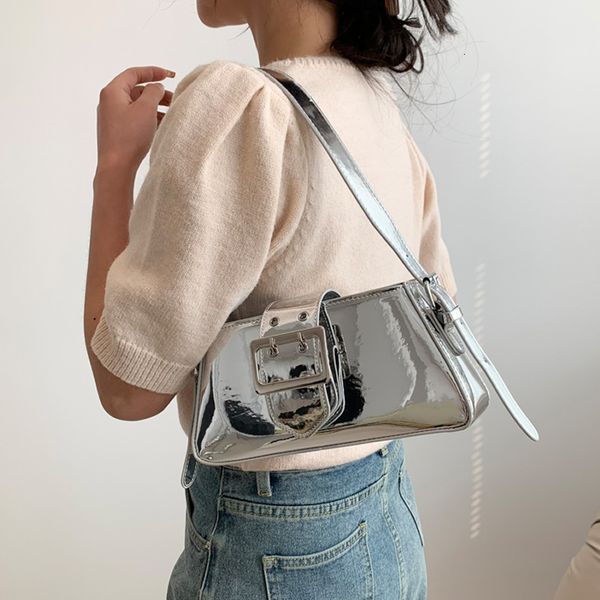 

evening bags y2k vintage korean casual silver small square shouder armpit underarm tote bag ladies bags purses crossbody handbags women 2304