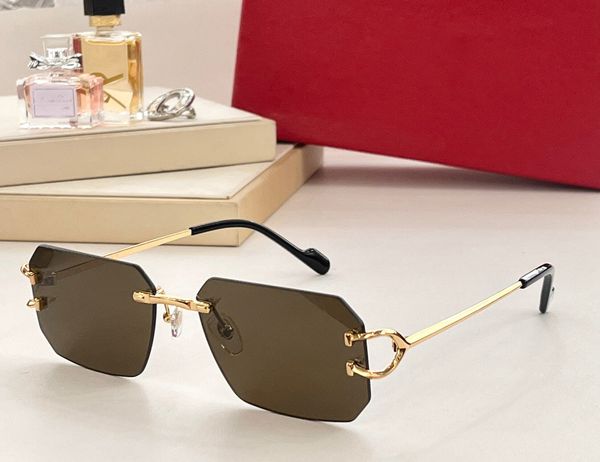 

fashion designer 0383 sunglasses mens classic square metal frameless glasses summer outdoor business versatile style eyewear anti-ultraviole, White;black
