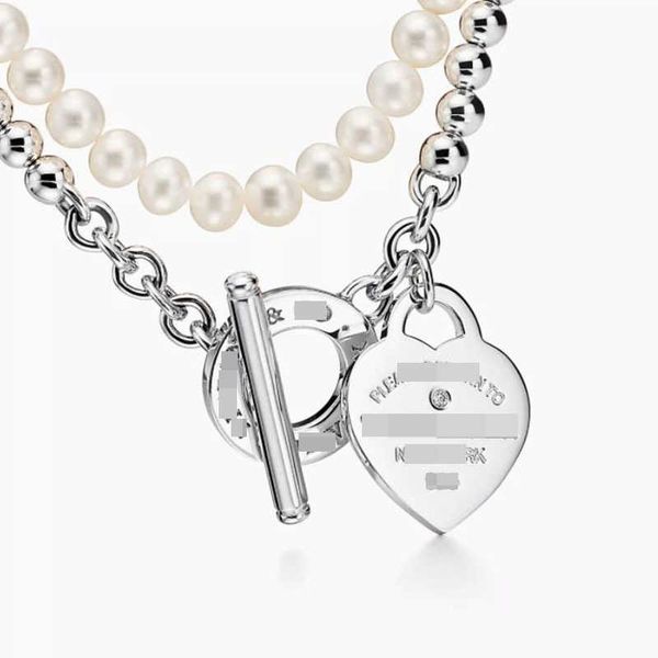 

designertiffy 925 silver pearl necklace ot buckle cnc double-layer fashion tiffy new, Black