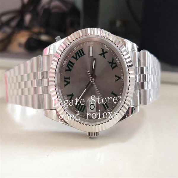 

41mm men's watches roman wimbledon men watch bpf automatic asia 2813 date bp fluted bezel jubilee bracelet pit pattern mint g200v, Slivery;brown