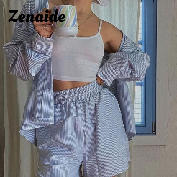 

dress zenaide casual shirt and shorts women outfit trendy clothes spring long sleeve oversize two piece set 2021, White