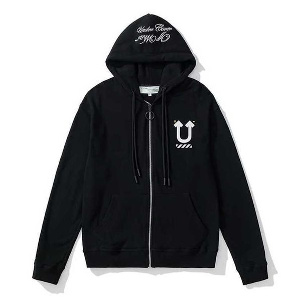 

24% off early spring new skeleton ghost hand double face fur cardigan hooded sweater coat, Black