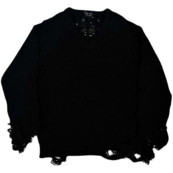 

men's sweaters number nine fla 03ss touch me i'  sick kurt damaged worn sweater, White;black