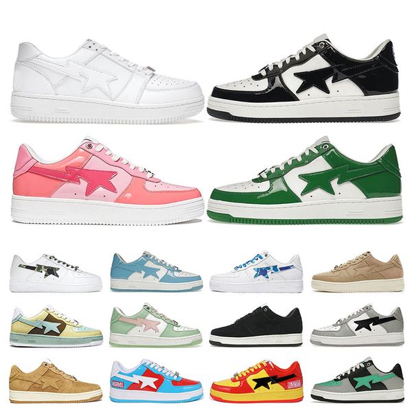 

bapestas casual shoes stas sk8 low bapesta men women black white camo blue green pink suede beige burgundy grey mens womens trainers outdoor