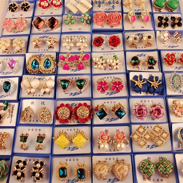 

random mix style 30pairs lot with box gold gem fashion earrings whole earrings new fashion jewelry hj0022812, Golden;silver