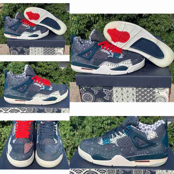 

women men good quality 4s sashiko deep ocean blue shoes 4 sports sneakers