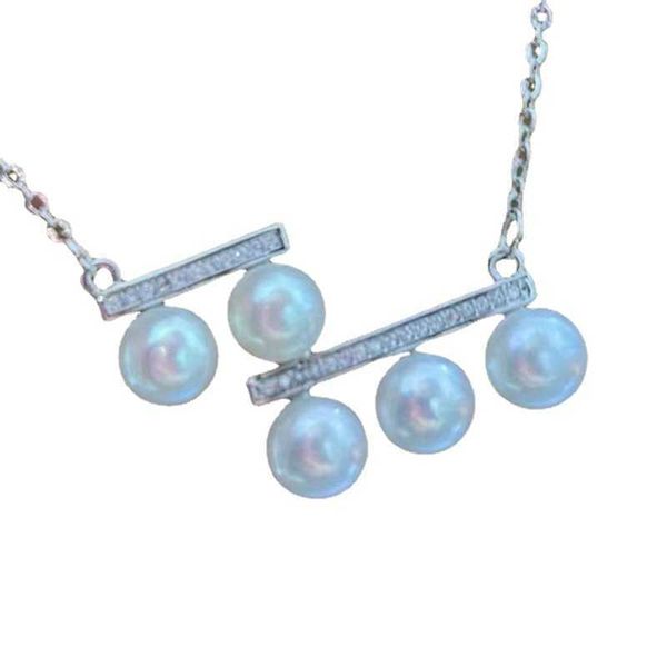 

designernatural freshwater pearl balance beam necklace tiffy classic 14k gold injection material seiko color retention, Silver