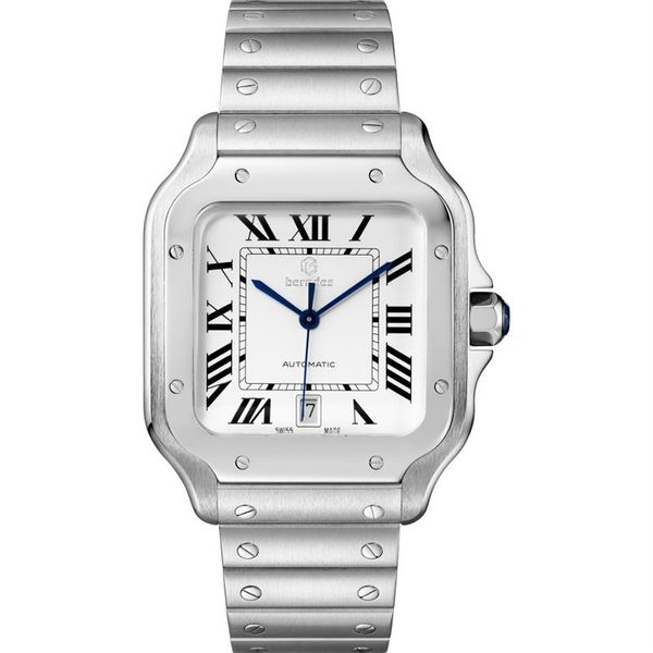

business automatic lovers watch made of premium stainless steel baked blue watch needle sapphire lens deep waterproof fashion gift326w, Slivery;brown