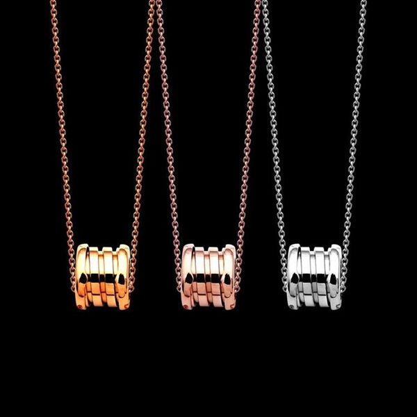 

stainless steel b letter spring pendant women designer necklaces gold silver rose colors lover necklace fashion couple281z