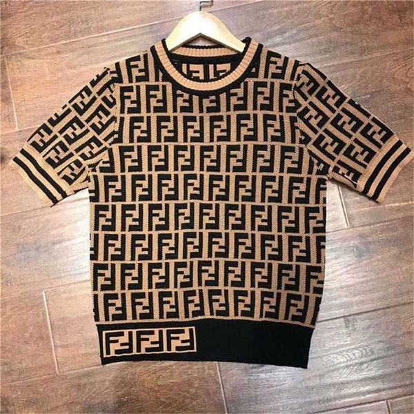 

20% off spring net red the same korean version of double letters loose and versatile short-sleeved knitted sweater, White;black