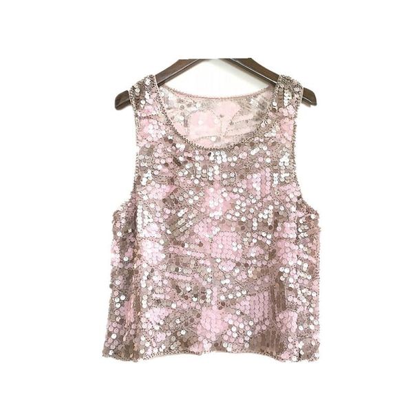 

tanks embellished sequin evening ladies vintage beaded mesh summer casual sleeveless paisley tank with appliques, Black;white