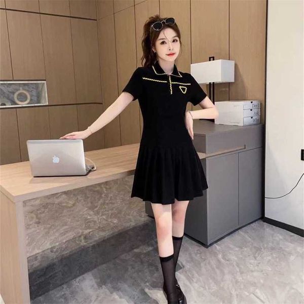 

24% off family spring/summer new style casual triangle label lapel waist slim dress, Black;gray