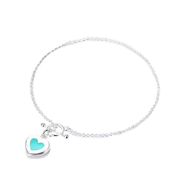

designerenamel blue heart necklace women's double round cake shaped ot buckle pendant collar chain same love bracelet, Black
