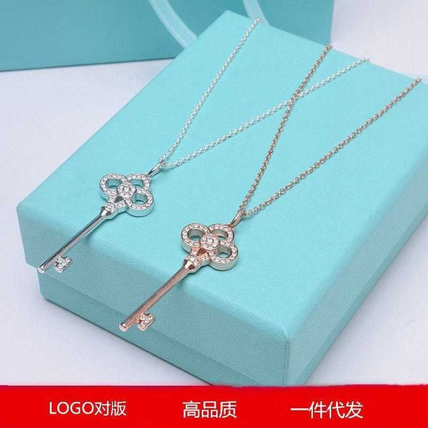 

designer heart crown key necklace sweater chain long sterling silver 925 rose gold dance new classic fashion, Black