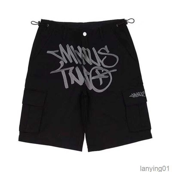 

minus two men's plus size shorts retro cargos 5 point shorts wide leg street hip-hop loose straight women's y2k star alt couple sp, Black;brown