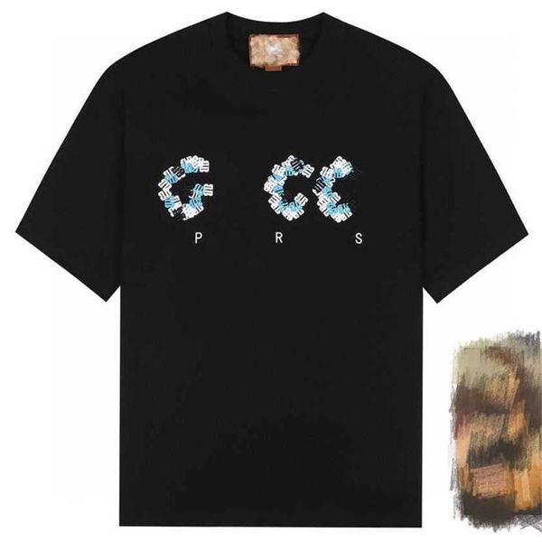 

24% off end version of summer new fashion gujia embroidery for men and women loose fitting casual short sleeved t-shirt, White;black