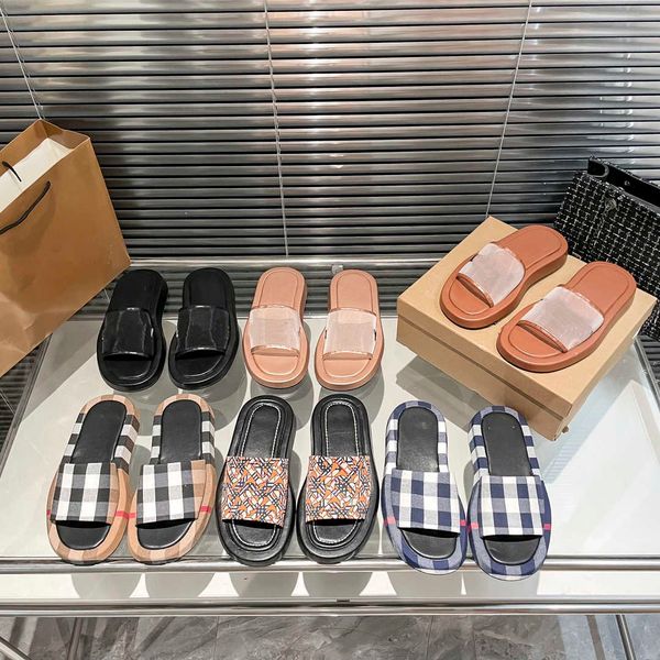 

slippers women fashion letter bur slides luxury summer ladies elling flip flat rubber gear bottoms sandal beach designer shoes, Black